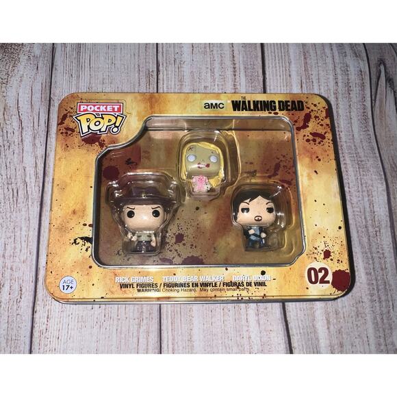 Funko The Walking Dead Pocket Pop! Mini Vinyl Figure Tin 02 (3-Pack) Vaulted NEW - Picture 1 of 3